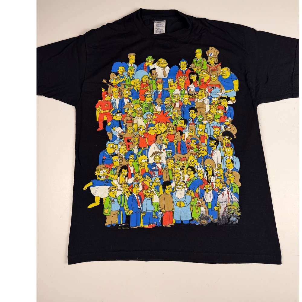 The Simpsons Cast Character Collage T-Shirt Black Delta Pro Weight Mens Medium